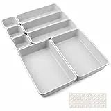 Schubladen Einlagen 8 Stk Trennsystem Gewürz Organizer Schublade Trenner Bad Organizer Boxen Set mit Silikon-Anti-Rutsch-Kugel Hemnes Kommode Küche Schreibtisch Utensilien(Hellgrau)