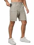 Meilicloth Kurze Hosen Herren Cargo Shorts Sommer Freizeithose Kurze Elastische Taille Chino Shorts Mit 5 Taschen S-3XL Grau 40