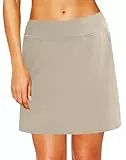 Timuspo Damen Rock mit Taschen Einfarbig Wanderrock mit Innenhose Outdoor Hellkhaki L