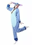 RANSUU Stitch Onesie Kostüm Relaxo Jumpsuit Erwachsene Pyjama Damen Herren Tier Schlafanzug Weihnachten Karneval Halloween Blue M