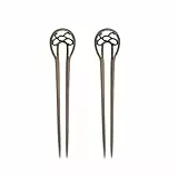 Lurrose 2 Stück Haargabel Hollow Metall Haarstäbe Vintage Dekorative Haarnadel für Frauen
