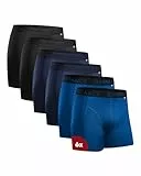 DANISH ENDURANCE 6er Pack Sport Boxershorts Herren, Mit regulärem oder langem Bein, Mehrfarbig (2X Schwarz, 2X Blau, 2xhellblau), L