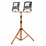 Osram LED Worklight Tripod Baustrahler mit Stativ, 2x50W, 9000lm, 4000K Kaltweiß, höhenverstellbar bis 1,8m, IP65