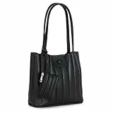 Tonny Black Damen Shopper Tasche Schwarz – Große Kapazität, Wasserdicht, Reißverschluss, Laptopfach, Handtasche & Schultertasche für Arbeit, Uni, Reisen, Alltag