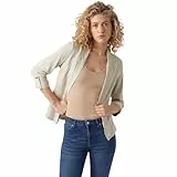 VERO MODA Damen Legeres Blazer Jackett mit Dreiviertel Arm Leichter Sakko Eleganter Business Shacket, Farben:Beige-2, Größe:L