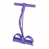 Relaxdays Multi Expander, verstellbare Pedale, Griffstück, multifunktional, Widerstandsband für Fitnesstraining, lila, 1 Stück