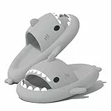 VIYEAR Cloud Shark Slides Slippers, Shark Slippers, Summer SlippersSchnell trocknende Sommerduschsandalen, niedliche Cartoon-Hai-Duschhausschuhe grau 44/45