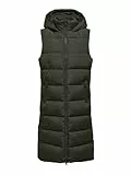 JACQUELINE de YONG JDY Damen 3/4-lange Steppweste mit Kapuze JDYFiskas Padded Hood Waistcoat 15305696 Forest Night L