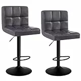WOLTU Barhocker 2er Set Barstühle Anthrazit, Höhenverstellbar, Drehstühle, Küchenstühle mit Rückenlehne und Fußstütze, Robuster Metallrahmen, gemütliche PU weiche Sitzfläche