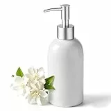 Hejo 350ml Seifenspender Keramik mit Silberpumpe, Nachfüllbarer Seifenspender Bad, Praktischer Spülmittelspender Küche - für Handseife, Lotion, Waschküche, Badezimmer & Küche (Weiß)