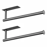 Eolax Papierrollenhalter, Papierrollenstange unter Küchenschrank, Geeignet für Küche, selbstklebend oder Wandmontage mit Bohrlöchern, Edelstahl Rotguss grau 2er-Pack