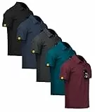 ZITY 5er Pack Poloshirts Herren Kurzarm Schnelltrocknend Atmungsaktives T-Shirt Männer Sommer Polohemd Sport Shirt Regular Fit Golf Polo Shirts für Herren(L)