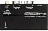 Behringer PP400 Phono Preamp Verstärker für Plattenspieler, RIAA Entzerrer, Niederrauschen, für Heim-Audio-Setup, inkl. Netzteil, Schwarz
