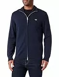 Gant Herren Casual Cotton Zip Cardigan BAUMWOLLSTRICKJACKE MIT REIßVERSCHLUSS, Evening Blue, L