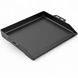 GFTIME 48x36cm Gusseisen Plancha Grillplatte, Universelle Grillplatte für RÖSLE VIDERO, Weber, Enders, Campingaz, Napoleon, Tepro, Taino gasgrill, mit integrierter Fettrinne & 8cm hohem Rand