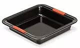 LE CREUSET Antihaft Backform, Quadratisch, 23 x 23 x 5 cm, Sauerteigbeständig, Aus Karbonstahl gefertigt, Anthrazit/Orange,46102230010000