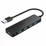 Aceele USB 3.0 Hub 5 Ports (mit Stromversorgung), ultradünn mit 4 Datenanschlüssen Typ 3.0, SuperSpeed 5 Gbit/s, Micro USB Stromanschluss, für MacBook Air/Pro, Surface Pro, Dell XPS 15, Flash Drive