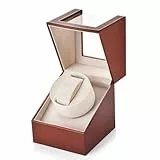 Los Gatos Uhrenbeweger 1 Uhr Automatik Uhrenbeweger: Watch Winder für Automatikuhren mit Braunem PU Leder für Automatikuhren Uhrendreher für Herren und Damen USB-C Netzteil oder Batteriebetrieb
