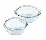 Pyrex 4 in 1 – Set mit 2 Schmortöpfen – 1,6 l und 2,3 l – Borosilikatglas – Dampfgaren – mikrowellengeeignet – spülmaschinenfest