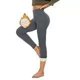 HLTPRO Thermo Leggings Damen Gefütterte Winter High Waist Thermohose Dicke Thermoleggings Warm Leggins für Outdoor Hause Dunkelgrau M