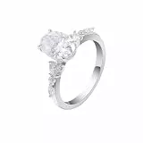 Verlobungsring Damen Fantasy, Ring Weißgold Schmal 18K mit Weißem, Ovalem Moissanit Größe 47 (15.0)