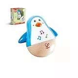 Hape Stehauf-Pinguin - Babyspielzeug aus Holz mit klingelnder Glocke, blau, Motorik- und Gleichgewichtsförderung, sensorisches Lernspielzeug für Babys ab 6 Monaten