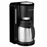 Rowenta CT3818 Filterkaffeemaschine Adagio Milano, Edelstahl- Thermokanne, 10-15 Tassen, Fassungsvermögen 1,25 L, Automatische Abschaltung, 730W-870W, 26 x 21 x 36.5 cm, Schwarz