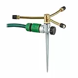 Relaxdays Sprinkler, 3-armig, mit Erdspieß, 12m Reichweite, regulierbare Durchflussmenge, 3/4'' Anschluss, Silber/Gold