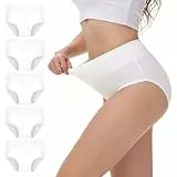 NUOZA Unterhosen Damen Unterwäsche Frauen Baumwolle High Waist Slip Damen Mehrpack Taillenslip 5er Pack Kaiserschnitt Unterhose Shape Damenslips Weiß L
