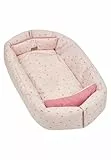 Sterntaler Babynest Hase Hanni 70x50cm - weiches Kuschelnest aus Baumwoll-Mischgewebe - beidseitig verwendbar & wandelbar zur Krabbeldecke - mit Schlaufen für Spielzeug - Geschenk Idee, quarzrosa