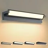 KUKAK 52W Außenlampe Wand,LED Wandleuchte Aussen Innen,Aussenleuchte mit 350° Schwenkbar Panel 3000K Wandlampe,IP65 Wasserdichte Außenwandleuchte für Garten Terrasse Dunkelgrau