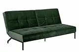 AC Design Furniture Bent Schlafsofa in Waldgrün, Schlafsofa mit 3 Liegepositionen, Moderner 3-Sitzer, gepolstertes Sofa mit Samtstoff und schwarzen Beinen, B: 198 x H: 87 x T: 95 cm