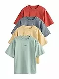 NEXT Jungen T-Shirt mit Grafik und kurzen Ärmeln, 4er-Pack Grey/Yellow/Mineral/Red Numeric_134