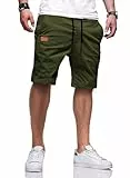 Meilicloth Chino Shorts Herren Kurze Cargo Hose Herren Sommer Taschenreiche Short Elastische Taille Sport Beach Camping Grün 38