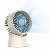 Minthouz Kleiner Tischventilator USB-C, Leiser Tragbarer Ventilator mit Akku, 3 Stufen, 90° Drehbarer Persönlicher Lüfter für Schlafzimmer, Büro, Wohnzimmer und Draußen