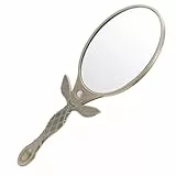 minkissy Handspiegel Klein Mit Griff Im Vintage-Stil Tragbarer Schminkspiegel Für Damen Und Reisen