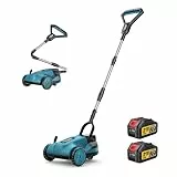 Gisam 10' Akku-Rasenmäher Fertigset,Handrasenmäher,für Rasenflächen bis 80 m²,Bürstenloser Motor,3 Schnitthöhen (1.02'-2.2'), 2 * 4,0ah Akku,Safe Tilt 20°-70°für Kleine Höfe
