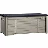 YITAHOME 450 L Groß Gartenbox Wasserdicht, Abschließbarem Outdoor Kissenbox Garten Auflagenbox Wetterfest Aufbewahrungsbox für Gartengeräten Poolzubehör Spielzeug,Schwarz + Braun,141 x 66.8 x 59.9cm