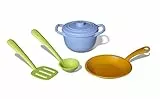 Green Toys 8661244 Kochset für Kinderküche, Spielküche, Rollenspiel, Küchenspielzeug für Kinder ab 24 Monaten, 5-teilig