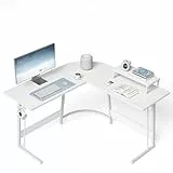 Cubiker Gaming Tisch 120x120x75cm, Schreibtisch mit Monitorständer, Eckschreibtisch, Gaming Schreibtisch L Form, Computertisch, Weiß