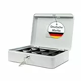 MAUL Geldkassette 4 aus Stahl | abschließbar | Münzgeld-Einsatz herausnehmbar | 30 x 25 x 8,7 cm | Kasse mit 2 Schlüsseln | geeignet als Spardose | kleiner Safe, Tresor, Trinkgeldkasse | Weiß