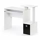 Furinno Econ Mehrzweck Home Office Computer Schreibtisch mit Ablage und Einschub, holz, Weiß/schwarz, 40.01 x 40.01 x 86.61 cm