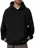 WINKEEY Hoodie Herren Fleece Kapuzenpullover Pulli Hoody Herren mit Kapuze Langarm Sweatjacke Warme Herbst Winter Oberteile,Schwarz M