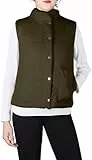 BodiLove Damen Weste Wendeweste Gepolstert Mit Fleece Und 8 Taschen Work From Home Stay Home Olive 3XL