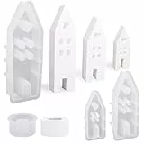 MEJOSER 4 Stück Silikonformen Gießformen Groß 3 Häuser + Kerzenhalter 15cm Gießform Silikon Formen zum Gießen Weihnachten Kerzen Silikonform DIY Handwerk
