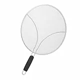 Relaxdays Spritzschutz für Pfannen, Fettsieb Edelstahl, Durchmesser 33 cm, Fettspritzschutz mit Kunststoffgriff, Silber