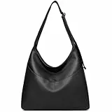 JANSBEN Handtasche Damen Groß Shopper Tasche aus PU Leder Schultertasche Umhängetasche mit 5 Fächern und Verstellbarem Gurt Hobo Bag für Büro Uni Reise Schwarz