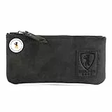 Berliner Bags Vintage Federmäppchen Etui aus Leder mit YKK-Reißverschluss, Robuste Federmappe für Stifte und Zubehör - Dunkelgrau