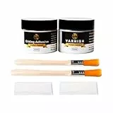 Blattgold Kleber 100ml Set, Mit Wasserbasiertem Blattgoldkleber und Schutzlack, 2 Pinsel, 2 Einweghandschuhe, für Metallfolienblätter, Malerei, Vergoldung, Handwerk, Heimdekoration