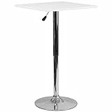 Flash Furniture 23.75SQ Tisch, Holz, verstellbar, weiß, 60 cm, quadratisch
